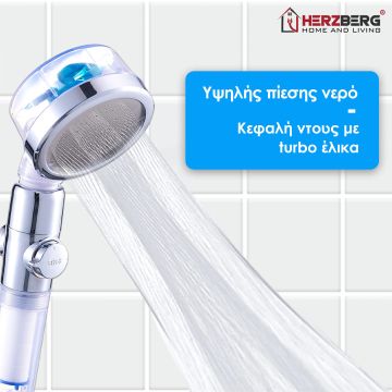 Herzberg Τηλέφωνο Ντους με Έλικα Ενίσχυσης Πίεσης HG-8086BLU - 