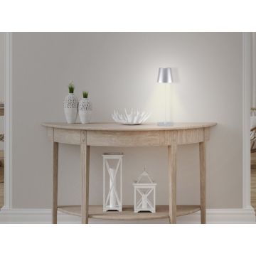 Επιτραπέζιο Επαναφορτιζόμενο Φωτιστικό LED σε ασημί χρώμα Beper P201UTP117 - 