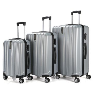 Royalty Line Σετ βαλίτσες ταξιδιού σκληρές 3 τμχ σε ασημί χρώμα με 4 τροχούς RL-LTS18706-SLV