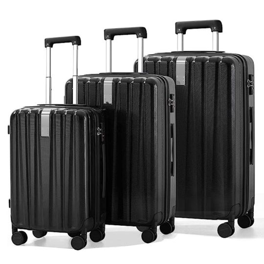 Royalty Line Σετ βαλίτσες ταξιδιού σκληρές 3 τμχ σε μαύρο χρώμα με 4 τροχούς RL-LTS18706-BLK