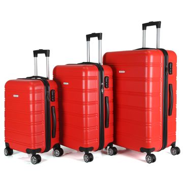 Royalty Line Σετ βαλίτσες ταξιδιού σκληρές 3 τμχ σε κόκκινο χρώμα με 4 τροχούς RL-LTS18706-RED - 