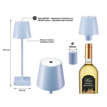 Επιτραπέζιο Επαναφορτιζόμενο Φωτιστικό LED σε γαλάζιο χρώμα Beper P201UTP124 - 