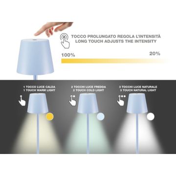 Επιτραπέζιο Επαναφορτιζόμενο Φωτιστικό LED σε γαλάζιο χρώμα Beper P201UTP124 - 