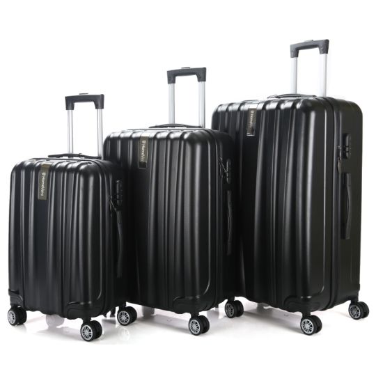 HomeVero Σετ βαλίτσες ταξιδιού σκληρές 3 τμχ σε μαύρο χρώμα με 4 τροχούς HV-2003BLK