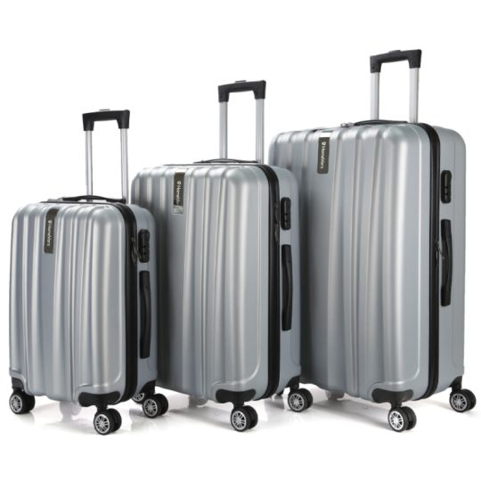 HomeVero Σετ βαλίτσες ταξιδιού σκληρές 3 τμχ σε μαύρο χρώμα με 4 τροχούς HV-2003SLV