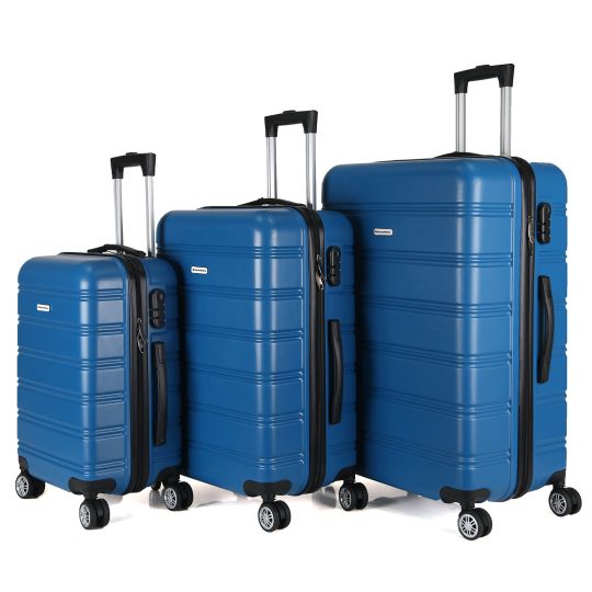 HomeVero Σετ βαλίτσες ταξιδιού σκληρές 3 τμχ σε μαύρο χρώμα με 4 τροχούς HV-2003BLU