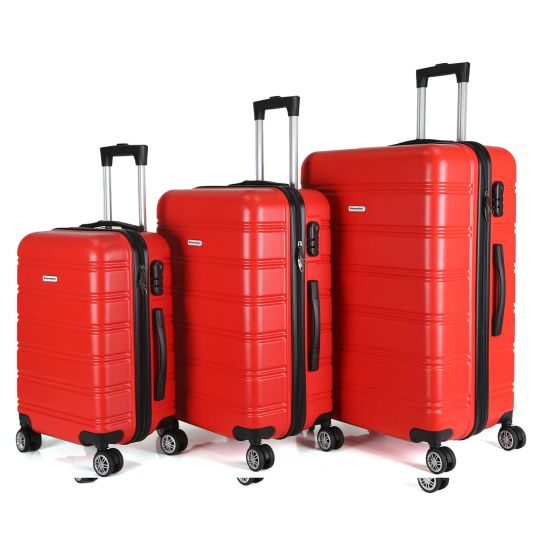 HomeVero Σετ βαλίτσες ταξιδιού σκληρές 3 τμχ σε μαύρο χρώμα με 4 τροχούς HV-2003RED