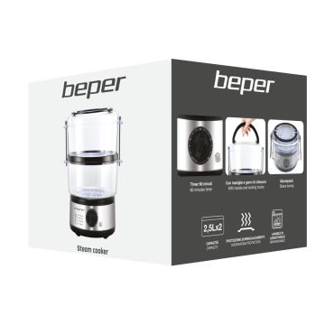 Beper BC.261 Ατμομάγειρας με 2 δοχεία 500W - 5lit - 