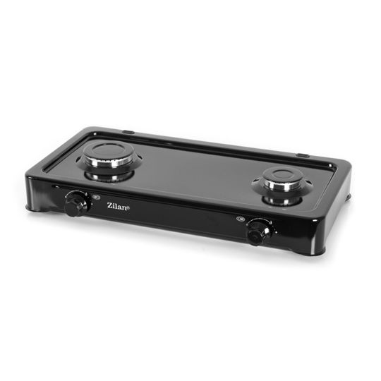 Zilan Διπλή Εστία Υγραερίου Εμαγιέ Μαύρη ZLN0025-BLK