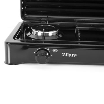 Zilan Διπλή Εστία Υγραερίου Εμαγιέ Μαύρη ZLN0025-BLK - 