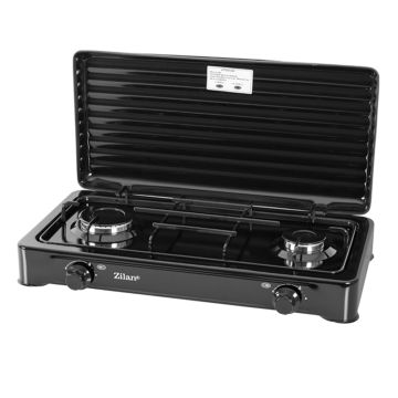 Zilan Διπλή Εστία Υγραερίου Εμαγιέ Μαύρη ZLN0025-BLK - 