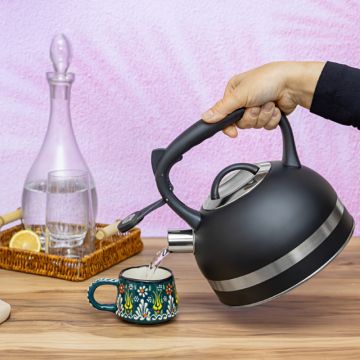 Βραστήρας - Τσαγιέρα με Σφυρίχτρα από Ανοξείδωτο Ατσάλι σε Μαύρο Χρώμα  Zilan ZLN1283 - 