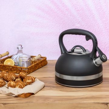 Βραστήρας - Τσαγιέρα με Σφυρίχτρα από Ανοξείδωτο Ατσάλι σε Μαύρο Χρώμα  Zilan ZLN1283 - 