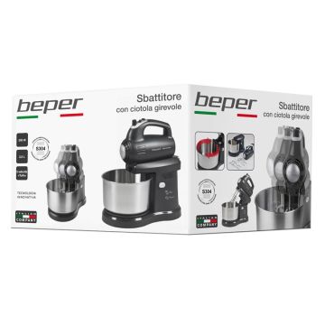 Beper 90.347 Μίξερ Επιτραπέζιο + Χειρός με Περιστρεφόμενο Κάδο 2,8L 300W - 