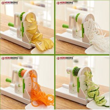 Herzberg Πολυκόφτης Λαχανικών με Ανοξείδωτες Λεπίδες για Σπαγγέτι λαχανικών και Potato Twisters HG-8030 - 