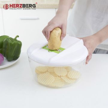 Herzberg Σετ Πολυκόφτης Χειρός τύπου μαντολίνο με μπολ και δοχεία αποθήκευσης HG-8032 - 
