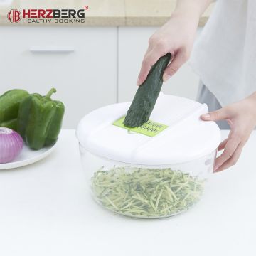 Herzberg Σετ Πολυκόφτης Χειρός τύπου μαντολίνο με μπολ και δοχεία αποθήκευσης HG-8032 - 