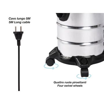 Ηλεκτρική Σκούπα Υγρών και Στερεών με σακούλα Beper P202ASP300 - 