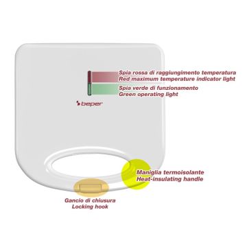 Τοστιέρα 2 θέσεων με αντικολλητικές πλάκες 750W Beper P101TOS010 - 