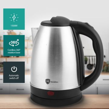 Ανοξείδωτος Βραστήρας Nερού 1.7L 1500W Ασήμι HomeVero HV-SSK1.7 - 