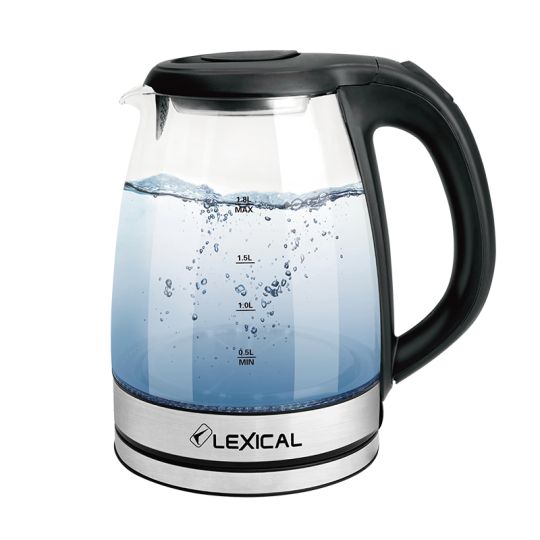 Lexical Βραστήρας Με Αφαιρούμενη Βάση Και LED Φως Inox/Διάφανο 1,8lt 1500W