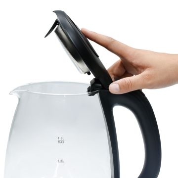 Lexical Βραστήρας Με Αφαιρούμενη Βάση Και LED Φως Inox/Διάφανο 1,8lt 1500W - 