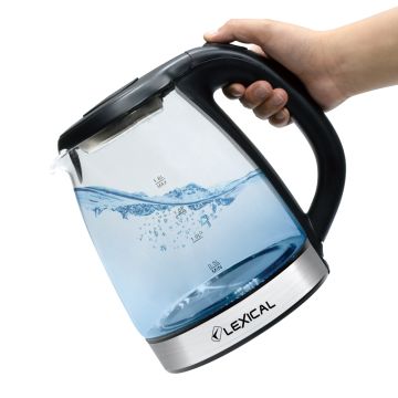 Lexical Βραστήρας Με Αφαιρούμενη Βάση Και LED Φως Inox/Διάφανο 1,8lt 1500W - 