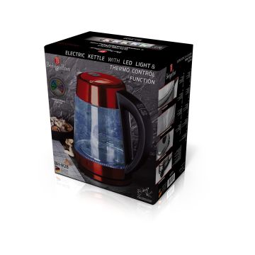 Berlinger Haus Γυάλινος Βραστήρας με Μέτρηση Θερμοκρασίας 1,7lt 2200W Max Burgundy Edition BH-9128 - 