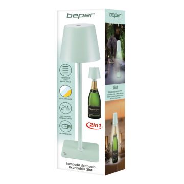 Επιτραπέζιο Επαναφορτιζόμενο Φωτιστικό LED σε πράσινο χρώμα Beper P201UTP127 - 