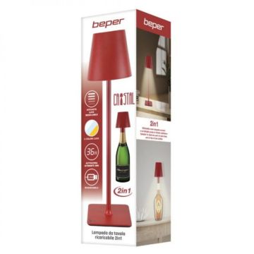 Επιτραπέζιο Επαναφορτιζόμενο Φωτιστικό LED σε κόκκινο χρώμα Beper P201UTP114 - 