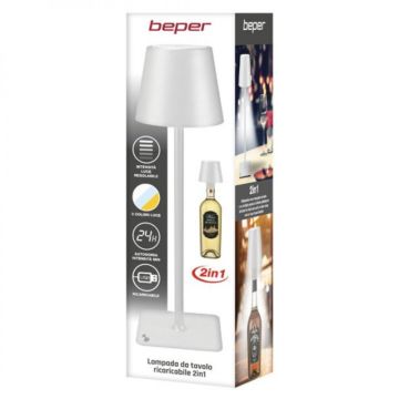 Επιτραπέζιο Επαναφορτιζόμενο Φωτιστικό LED σε λευκό χρώμα Beper P201UTP119 - 