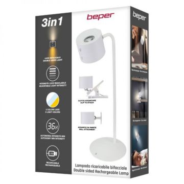 Επαναφορτιζόμενο Φωτιστικό LED διπλής κατεύθυνσης, Lumini, Beper P201UTP303 - 