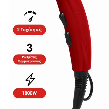 Zilan Σεσουάρ μαλλιών 1800W Κόκκινο ZLN8984 - 