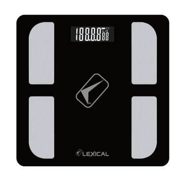 Lexical Γυάλινη ηλεκτρονική ζυγαριά μπάνιου με λιπομέτρηση +Eφαρμογη BT LBS-4370