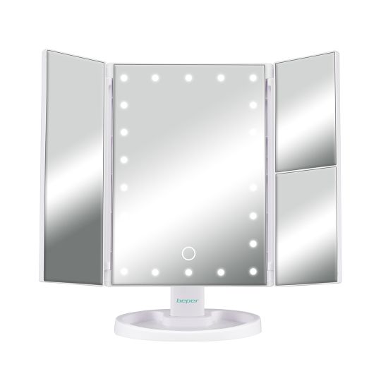 Beper Καθρέφτης Μπαταρίας Τριπλής Επιφάνειας με Μεγέθυνση και Φωτισμό LED P302VIS050