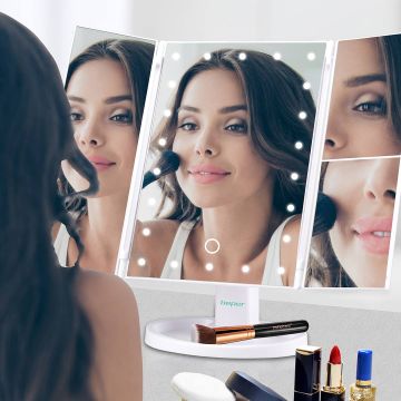 Beper Καθρέφτης Μπαταρίας Τριπλής Επιφάνειας με Μεγέθυνση και Φωτισμό LED P302VIS050 - 