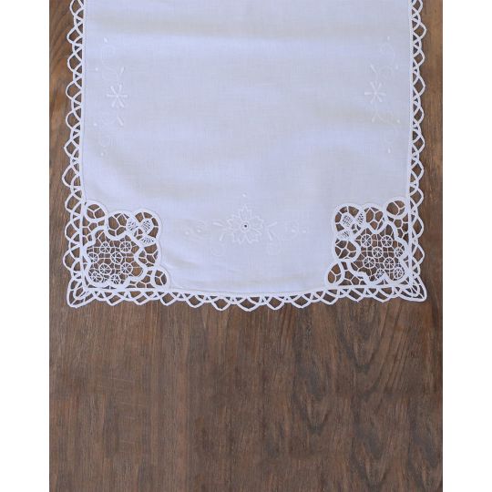 Βαμβακερό Λευκό Πετσετάκι με Δαντέλα Κηπούρ 40x40cm 40x40cm Άσπρο