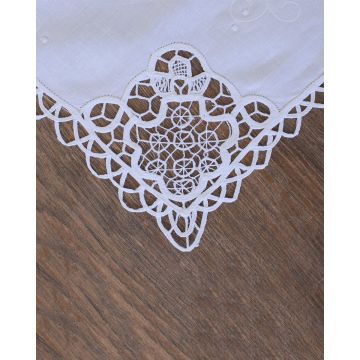 Βαμβακερό Λευκό Πετσετάκι με Δαντέλα Κηπούρ 40x40cm 40x40cm Άσπρο - 