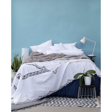 Χειροποίητη Βαμβακερή Κουβέρτα Βελονάκι Dantela Beniz Bo Maison 240x280cm Super Υπέρδιπλη (240x280cm) Άσπρο - 