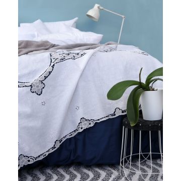 Χειροποίητη Βαμβακερή Κουβέρτα Βελονάκι Dantela Beniz Bo Maison 240x280cm Super Υπέρδιπλη (240x280cm) Άσπρο - 