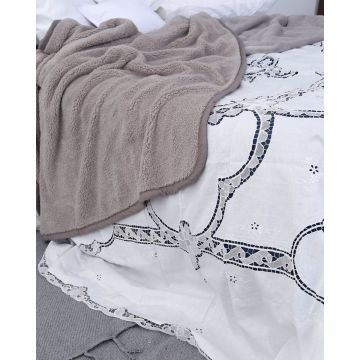 Χειροποίητη Βαμβακερή Κουβέρτα Βελονάκι Dantela Beniz Bo Maison 240x280cm Super Υπέρδιπλη (240x280cm) Άσπρο - 