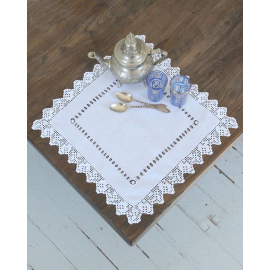 Βαμβακερό Πετσετάκι με Δαντέλα Tilos Bo Maison 40x40cm 40x40cm Άσπρο