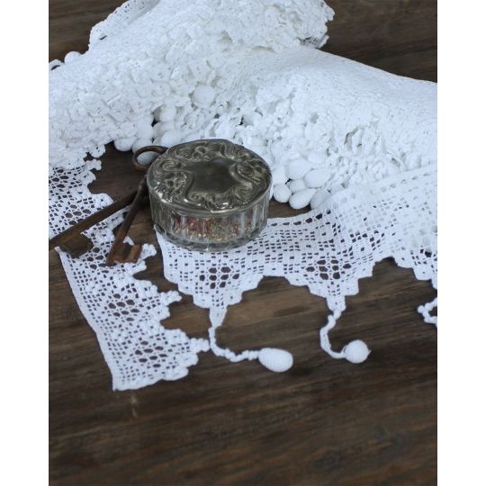 Λέσβος Χειροποίητη Δαντέλα Βελονάκι Χειρός Πομ Πομ για DIY Δημιουργίες Lesvos Bo Maison Άσπρο