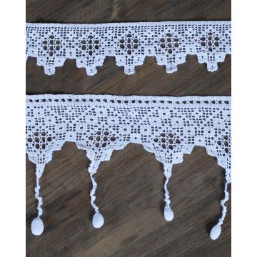 Λέσβος Χειροποίητη Δαντέλα Βελονάκι Χειρός Πομ Πομ για DIY Δημιουργίες Lesvos Bo Maison Άσπρο - 