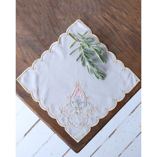 Πετσετάκι Κέντημα Ροζ Άνθη Arabesque Bo Maison 30x30cm 30x30cm Μπεζ