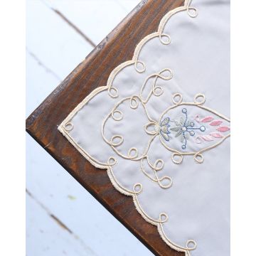 Πετσετάκι Κέντημα Ροζ Άνθη Arabesque Bo Maison 30x30cm 30x30cm Μπεζ - 