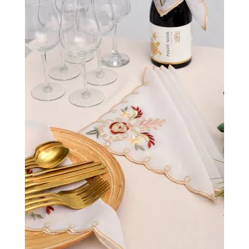 Πετσετάκι Κέντημα Μπορντώ Άνθη Arabesque Bo Maison 30x30cm 30x30cm Μπεζ