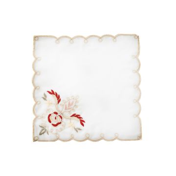 Πετσετάκι Κέντημα Μπορντώ Άνθη Arabesque Bo Maison 30x30cm 30x30cm Μπεζ - 