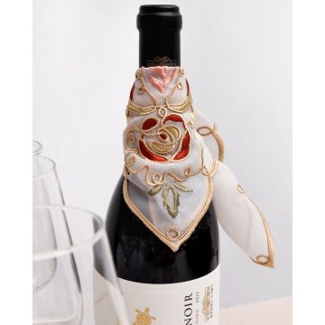 Πετσετάκι Κέντημα Μπορντώ Άνθη Arabesque Bo Maison 30x30cm 30x30cm Μπεζ - 