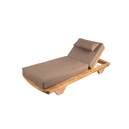 Ξύλινη Ξαπλώστρα με Οβάλ Προφίλ και Μαξιλάρι Pacho 95x215x22cm